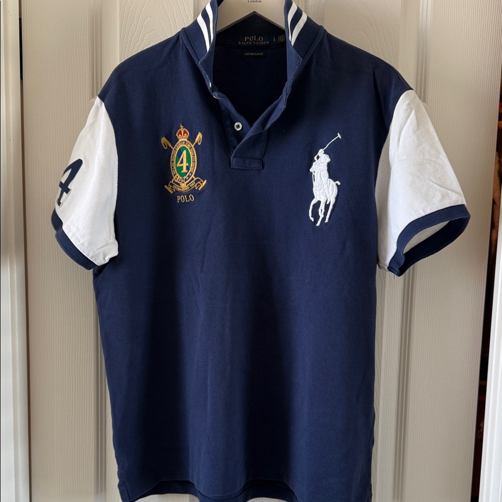 Navy Polo Shirt with White Accents